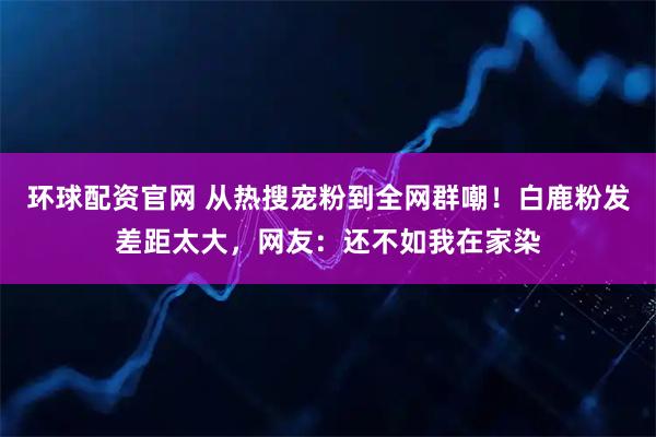 环球配资官网 从热搜宠粉到全网群嘲！白鹿粉发差距太大，网友：还不如我在家染